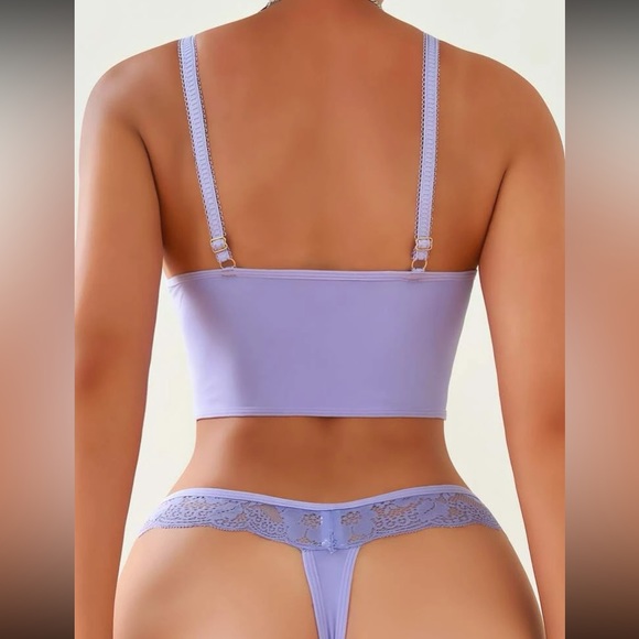 Boho sexy  floral lace corset style bralette lingerie set - Picture 4 of 15